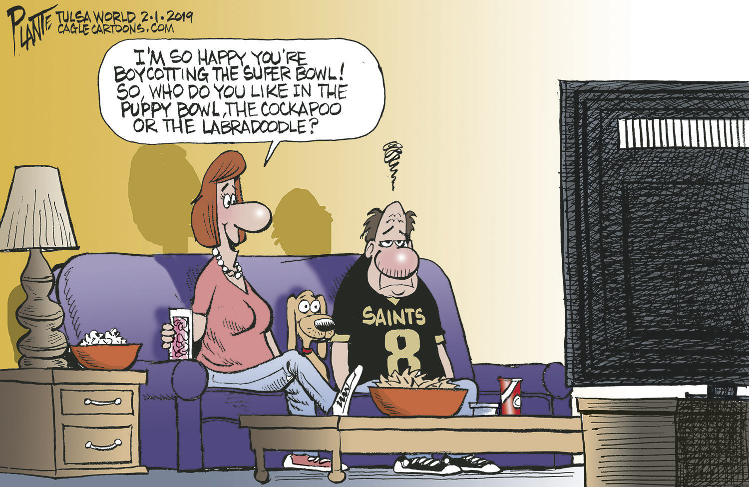 Bruce Plante Cartoon: Boycotting the Super Bowl